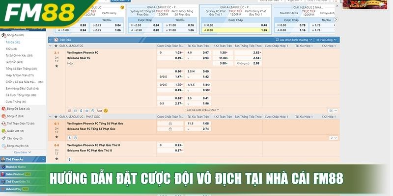 Cược đội vô địch là gì và cách vào kèo đội vô địch dễ thắng 3 Hướng dẫn đặt cược đội vô địch tại nhà cái FM88